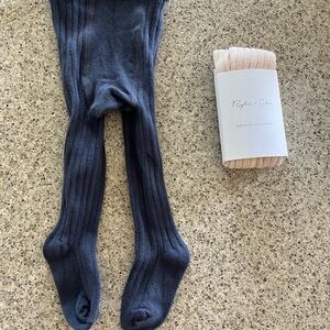 Rylee + Cru Kids Ribbed Socks - Dark Gray and Cream